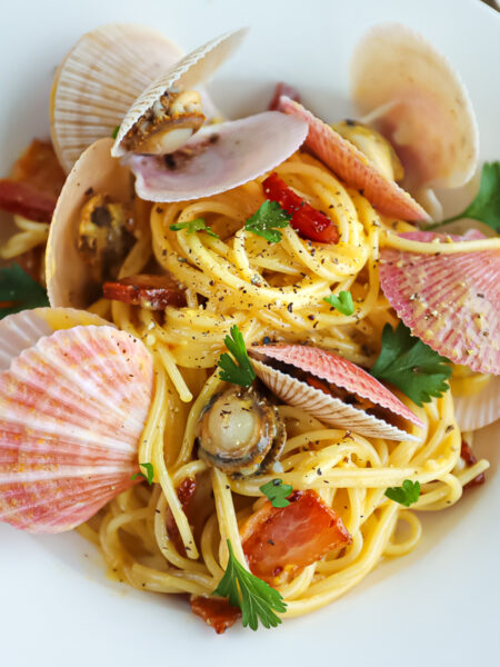 Scallop bacon pasta