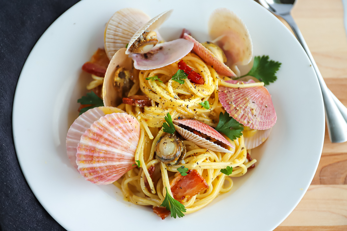 Scallop bacon pasta